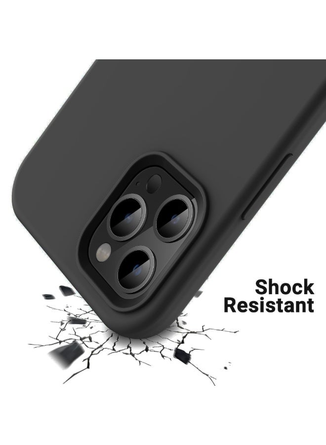 جراب متوافق مع iPhone 13 Pro Max مقاس 6.7 بوصة، جراب هاتف نحيف من السيليكون السائل مكون من 4 طبقات من المطاط الهلامي الناعم المقاوم للصدمات مع بطانة من الألياف الدقيقة المضادة للخدش (رمادي منتصف الليل) - Image 3