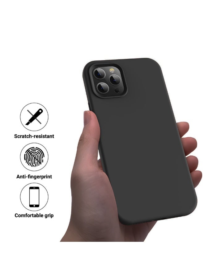 جراب متوافق مع iPhone 13 Pro Max مقاس 6.7 بوصة، جراب هاتف نحيف من السيليكون السائل مكون من 4 طبقات من المطاط الهلامي الناعم المقاوم للصدمات مع بطانة من الألياف الدقيقة المضادة للخدش (رمادي منتصف الليل) - Image 2