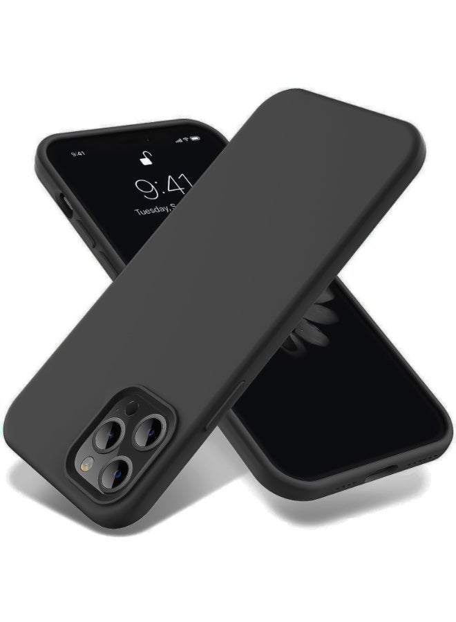 جراب متوافق مع iPhone 13 Pro Max مقاس 6.7 بوصة، جراب هاتف نحيف من السيليكون السائل مكون من 4 طبقات من المطاط الهلامي الناعم المقاوم للصدمات مع بطانة من الألياف الدقيقة المضادة للخدش (رمادي منتصف الليل) - Image 1