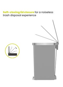 EKO HANA SLIM SERIES | Brushed Matte Finish | Soft-Closing | Fingerprint-Resistant | Step Trash Bin | Versatile For Kitchens & Bathrooms | 10L  - Image 5