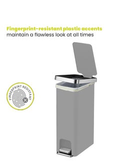 EKO HANA SLIM SERIES | Brushed Matte Finish | Soft-Closing | Fingerprint-Resistant | Step Trash Bin | Versatile For Kitchens & Bathrooms | 10L  - Image 3