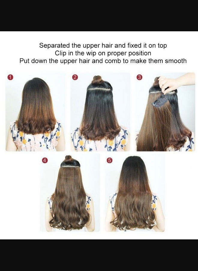 Natural Synthetic Long Curly Wavy Clip In Wig With 5 Clips - Image 3