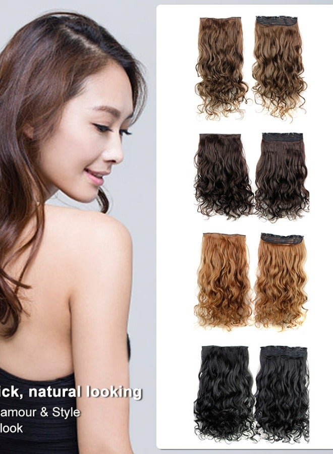 Natural Synthetic Long Curly Wavy Clip In Wig With 5 Clips - Image 2