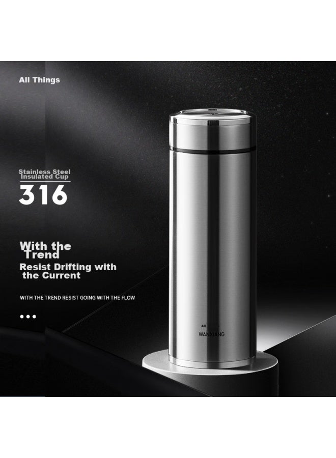 Wanxiang Insulated Mug For Men, Car-friendly Large Capacity Water Bottle H11l Gift Box Silver 500ml Business Tumbler With Filter Tea Cup - Image 2