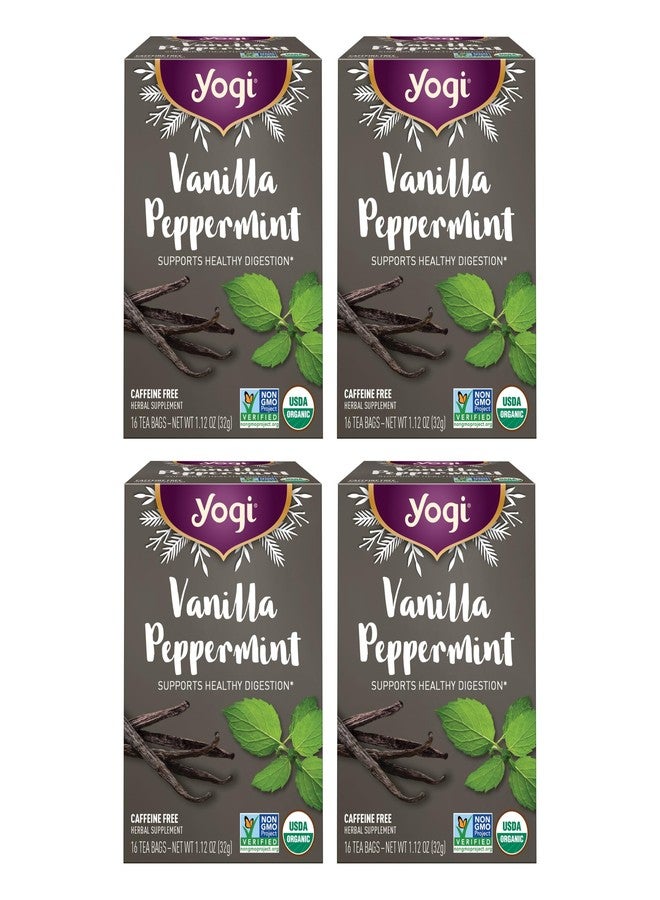 Yogi Tea Vanilla Peppermint - 16 Bags per Pack (4 Packs) - Herbal Peppermint Vanilla to Support Healthy Digestion - Limited Edition Holiday Digestive Tea with Peppermint, Ginger & More - Image 1
