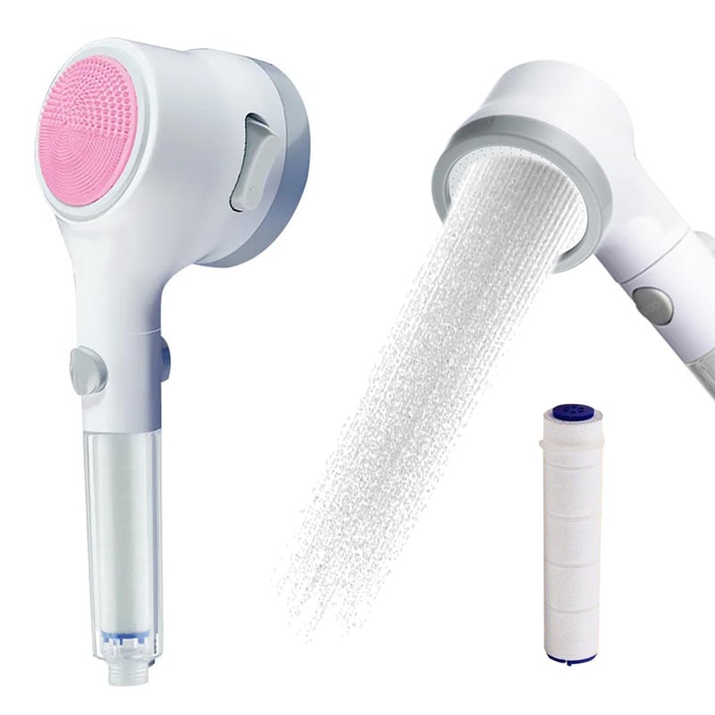 Handheld Shower Head Set with Filter and Pause Switch Removable Luxury Spa Showerhead Soft, Filtering Showerhead for Sensitive Skin (White) - Image 1