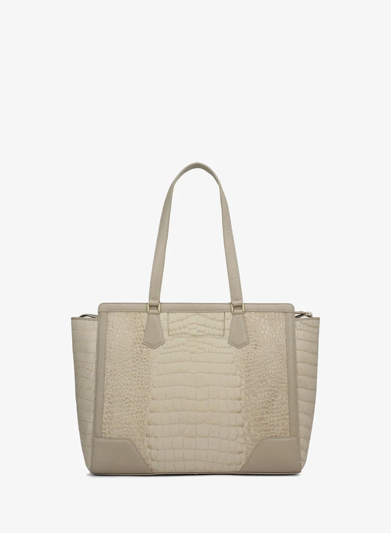 Da Milano  Large Croco Franzy Leather Tote - Frost for Women | Best Price UAE