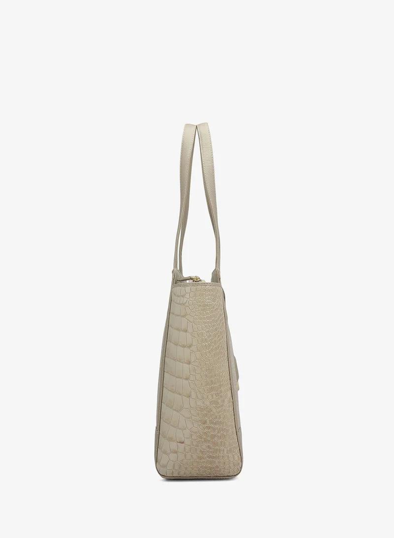 Da Milano  Large Croco Franzy Leather Tote - Frost for Women | Best Price UAE