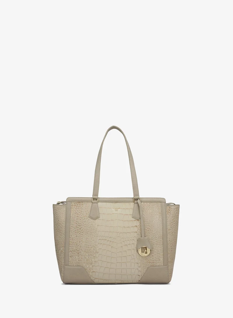 Large Croco Franzy Leather Tote - Frost