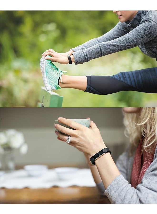 2 Pcs Fitbit Alta HR/Fitbit Alta Bands Strap, Breathable Silicone Sport Wristbands, Replacement Fitness Tracker Bracelet Accessories (Black+Purple) - Image 4