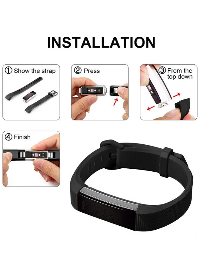 2 Pcs Fitbit Alta HR/Fitbit Alta Bands Strap, Breathable Silicone Sport Wristbands, Replacement Fitness Tracker Bracelet Accessories (Black+Purple) - Image 5