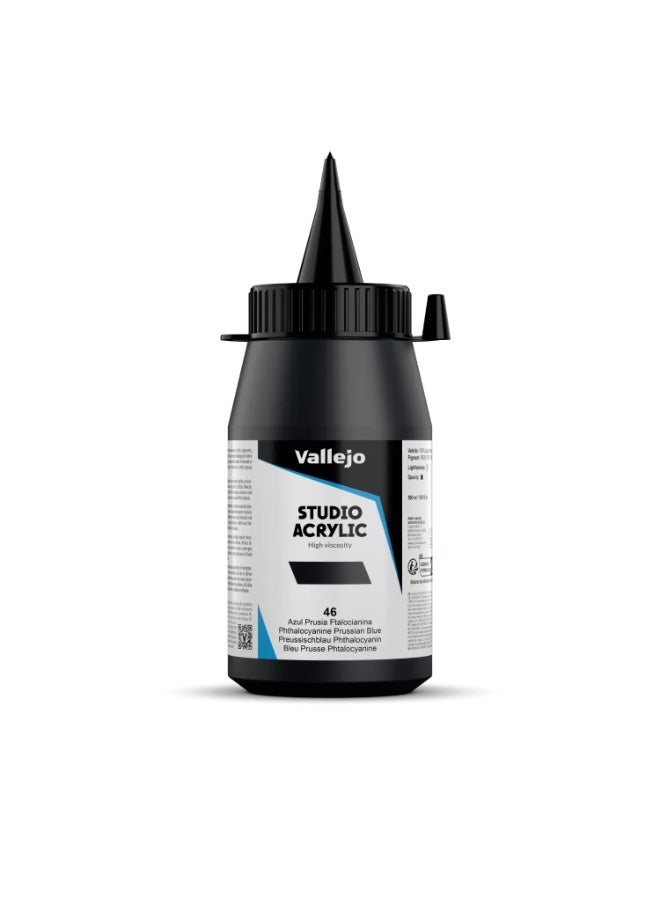 ألوان أكريليك احترافية للفنانين والاستوديوهات - أزرق بروسي فثالوسيانين، صبغة عالية، تغطية سلسة على القماش والخشب - 500 مل