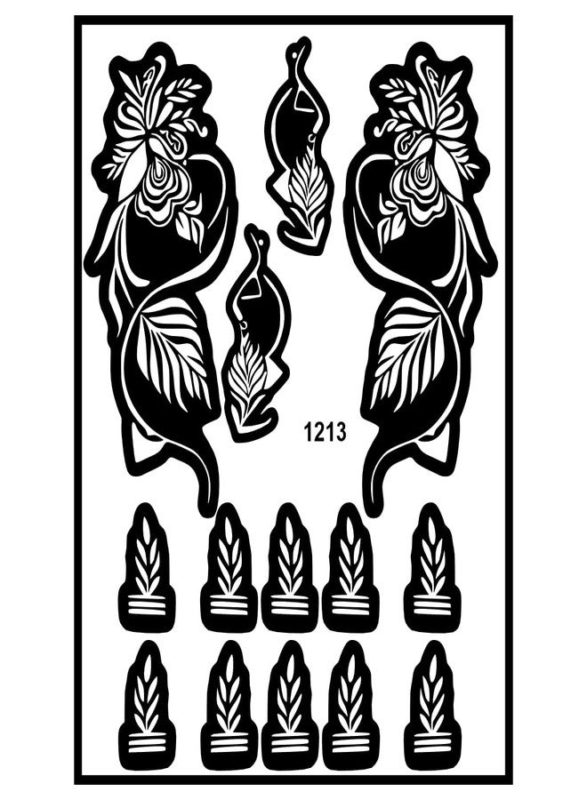ORDERSHOCK Rose & Floral Mehndi Stencil Sticker Design For Easy Apply - Image 1
