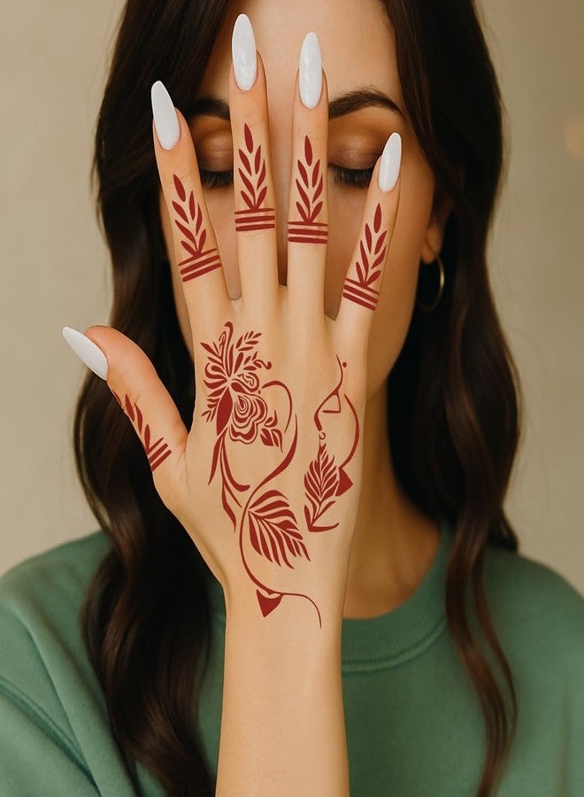 ORDERSHOCK Rose & Floral Mehndi Stencil Sticker Design For Easy Apply - Image 5