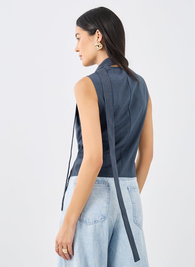 Styli Lace Detail Buttoned Sleeveless Waistcoat - Image 4