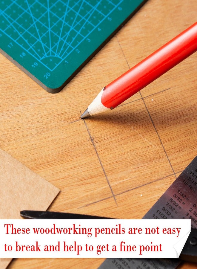 Fainne 48 Pack Jumbo Round Pencils, Wooden Fat Pencil with Black Core Bulk for Carpenters Workers Woodworkers Framers Beginners Students Teachers DIY Project(Red) - Image 5