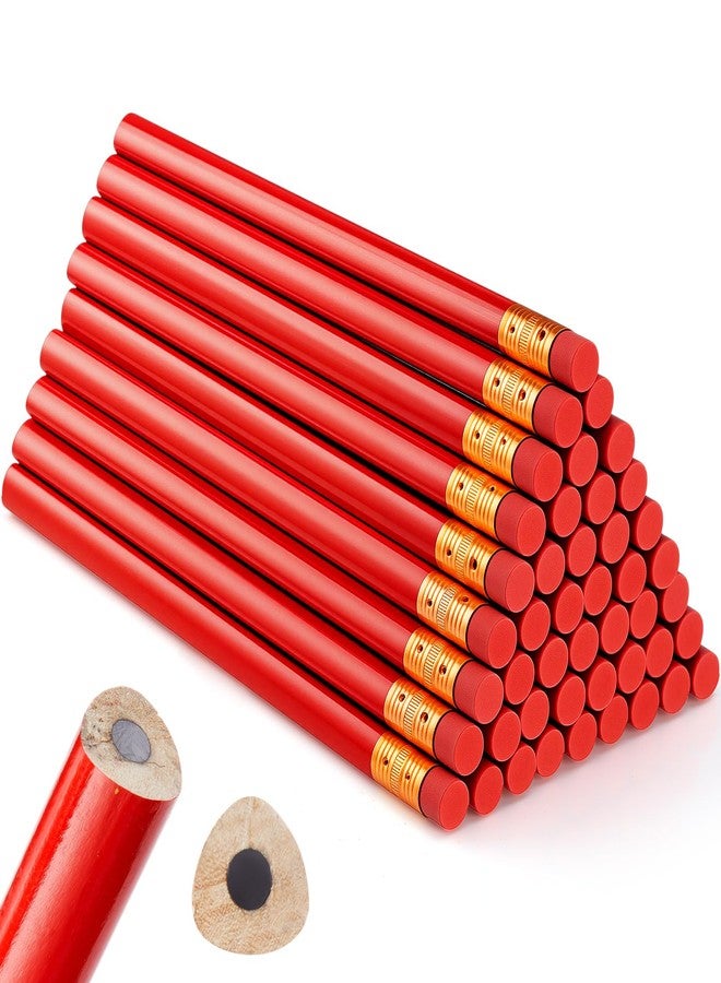Fainne 48 Pack Jumbo Round Pencils, Wooden Fat Pencil with Black Core Bulk for Carpenters Workers Woodworkers Framers Beginners Students Teachers DIY Project(Red) - Image 1