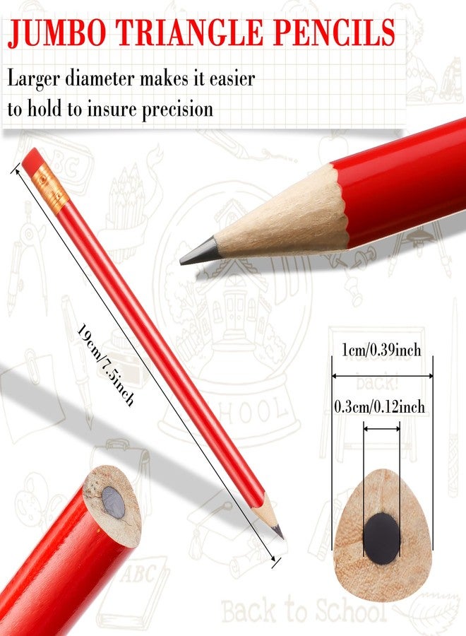 Fainne 48 Pack Jumbo Round Pencils, Wooden Fat Pencil with Black Core Bulk for Carpenters Workers Woodworkers Framers Beginners Students Teachers DIY Project(Red) - Image 2