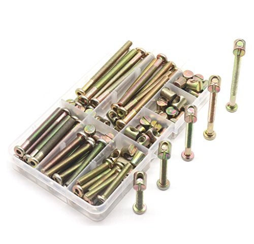 binifiMux Crib/Bunk Bed Screws Replacement Parts, binifiMux 100pcs M6 x 35mm/ 45mm/ 55mm/ 65mm/ 75mm Hex Drive Socket Cap Bolts Barrel Nuts Assortment Kit for Delta Dream on me Cribs - Image 1