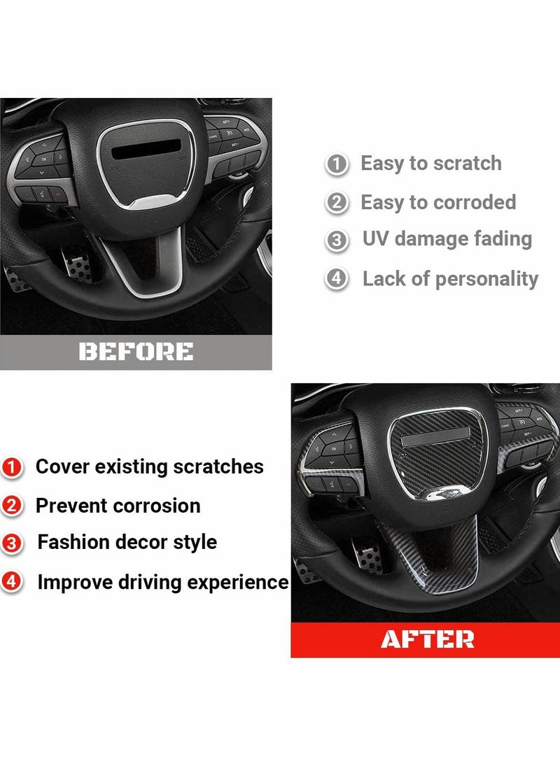 غطاء عجلة القيادة من ألياف الكربون، ملحقات داخلية، KASTWAVE لسيارة Dodge Charger Challenger / Dodge Durango / Jeep Grand Cherokee SRT8، 4 قطع (أسود) - Image 3