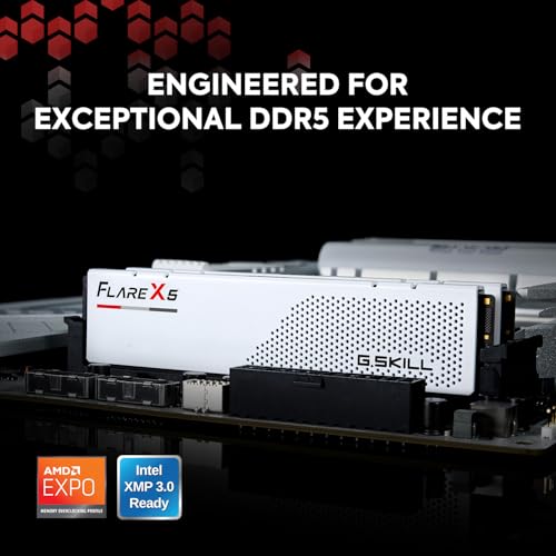 G.SKILL Flare X5 Series DDR5 RAM (AMD Expo & Intel XMP 3.0) 64GB (2x32GB) 6000MT/s CL36-36-36-96 1.35V Desktop Computer Memory U-DIMM - Matte White (F5-6000J3636F32GX2-FX5W) - Image 2