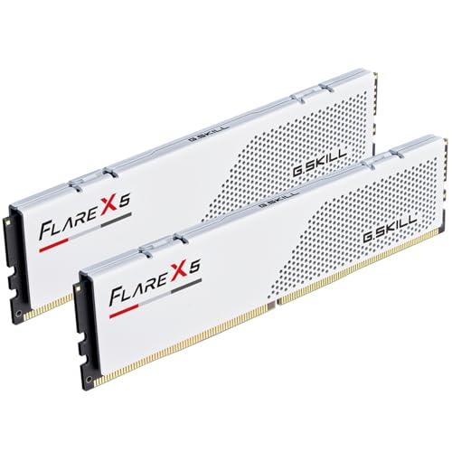 G.SKILL Flare X5 Series DDR5 RAM (AMD Expo & Intel XMP 3.0) 64GB (2x32GB) 6000MT/s CL36-36-36-96 1.35V Desktop Computer Memory U-DIMM - Matte White (F5-6000J3636F32GX2-FX5W) - Image 1