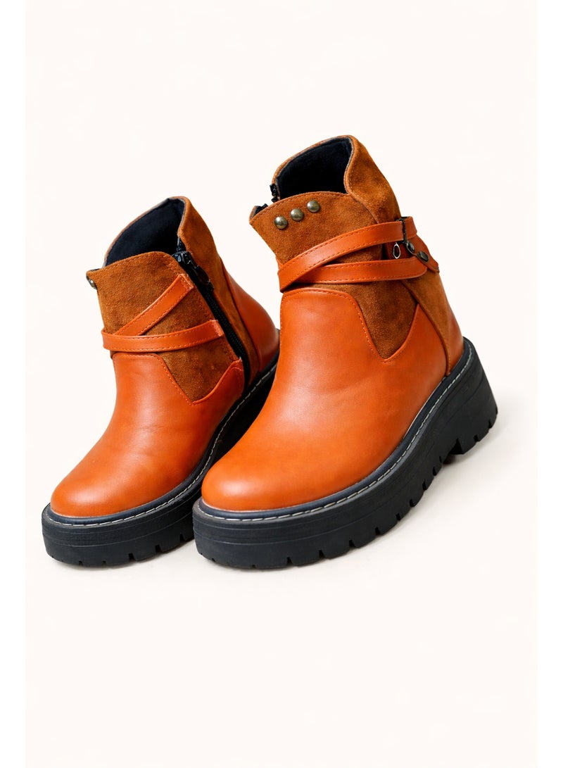 Women’s Camel Half Boots (Ankle Boots) with Side Zipper – Imported Suede, 4cm Thick Sole – Stylish Daily Wear - Image 2