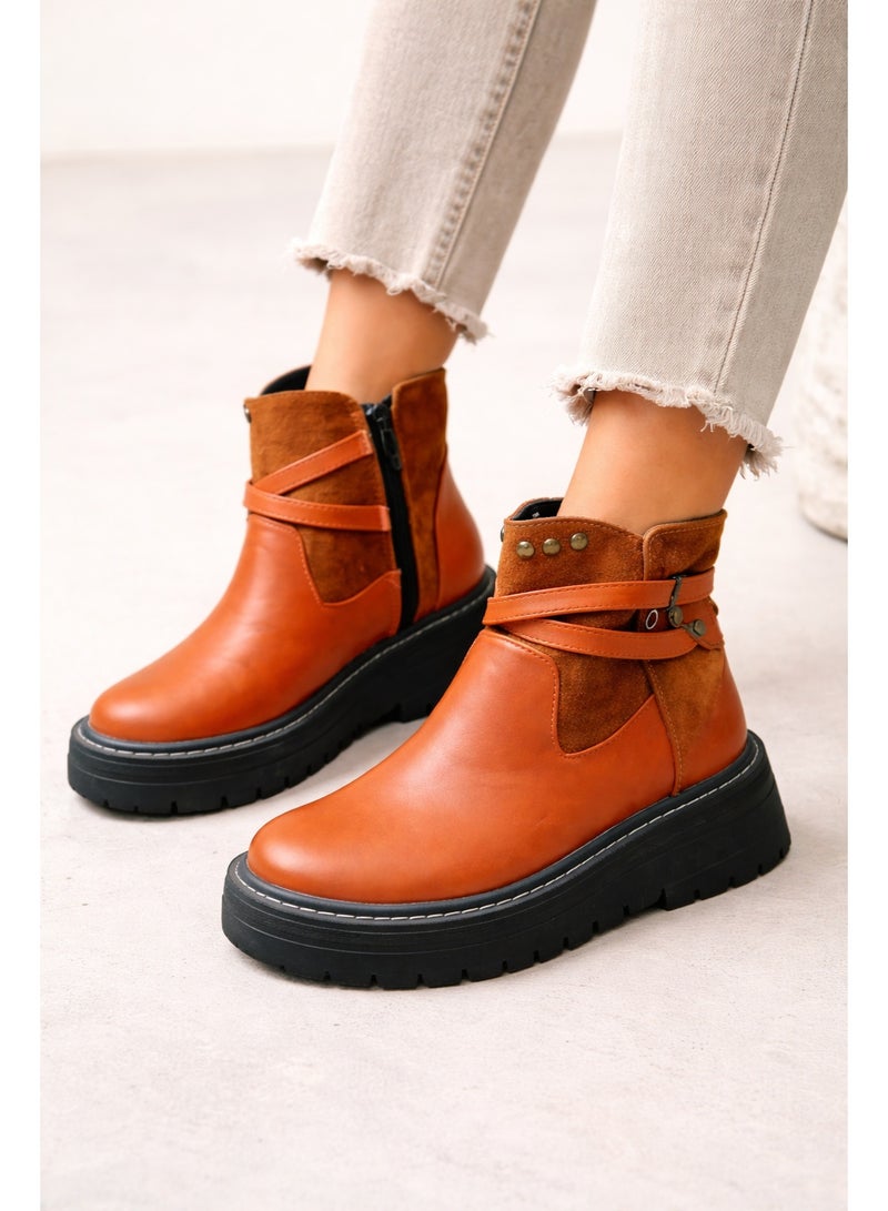 Women’s Camel Half Boots (Ankle Boots) with Side Zipper – Imported Suede, 4cm Thick Sole – Stylish Daily Wear - Image 1