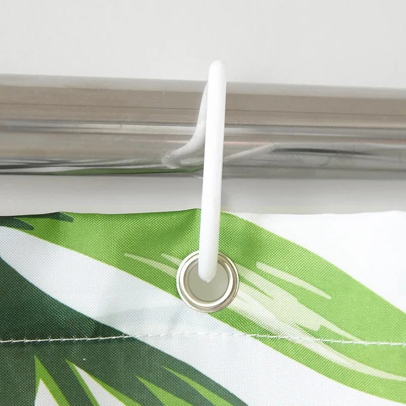 Y&D Simplicity Green Plant Flowers Digital Printed C-type Hooks Bathroom Polyester Waterproof Shower Curtain - Image 5