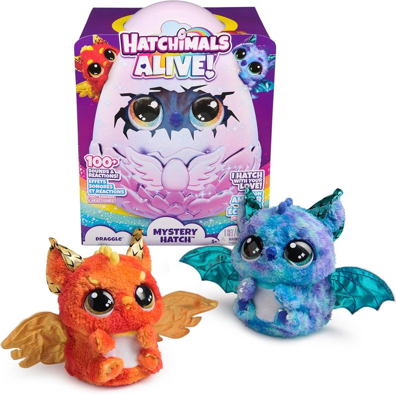 HATCHIMALS Alive, Mystery Hatch Draggle, Surprise Interactive Toy & Egg with Mist, Lights & Sounds (Styles May Vary), for Kids - Image 1