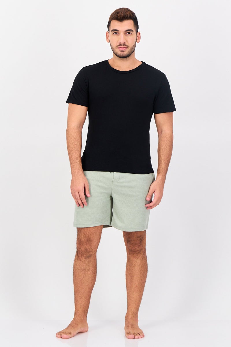 Frye Men Textured Drawstring Sleepwear Shorts, Sage Green - Image 4