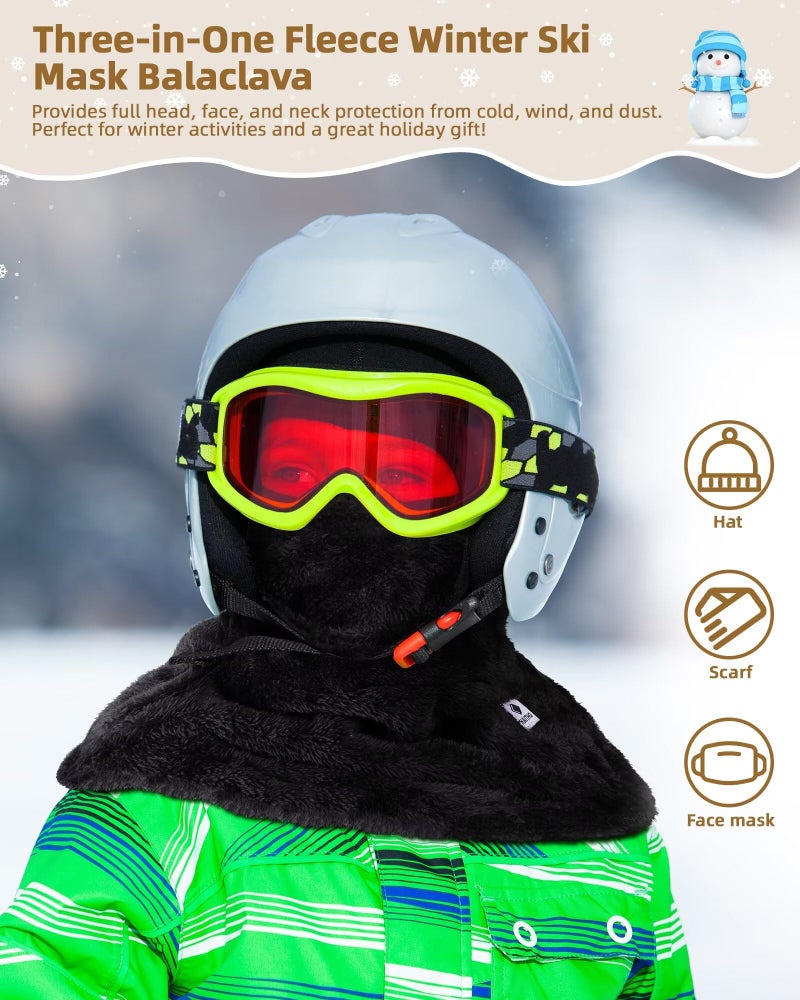 HAITHO Kids Ski Mask Balaclava for Boys Girls, 2 Size Thermal Fleece Winter Face Mask Hat for 2-12 Kids Toddler, Warm Balaclava Hood Neck Scarf for Cold Weather Skiing Cycling Daily Use-02 Khaki - Image 4