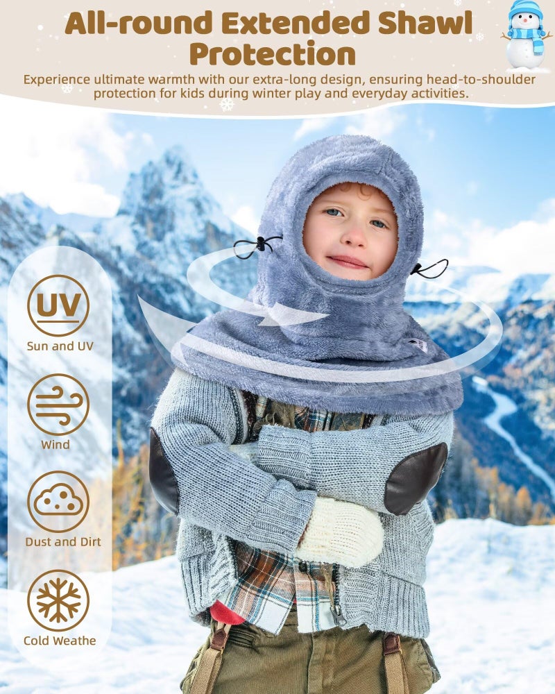 HAITHO Kids Ski Mask Balaclava for Boys Girls, 2 Size Thermal Fleece Winter Face Mask Hat for 2-12 Kids Toddler, Warm Balaclava Hood Neck Scarf for Cold Weather Skiing Cycling Daily Use-02 Khaki - Image 5