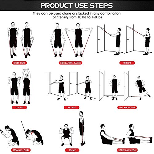 KAMACHI Resistance Bands Set for Exercise, Stretching, and Workout Toning Tube Kit with Foam Handles, Door Anchor, Ankle Strap, and Carrying Bag for Men, Women - Image 5