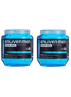 ENLIVEN 2 Pcs Extreme Hair Gel Pro Vitamin B5 Hold 4, Blue 500ml  - Image 1