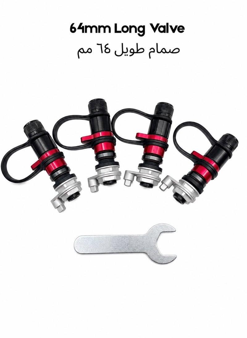 طقم صمامات تفريغ هواء الإطارات TORVIQ (4 قطع) مقاس 64 مم | تفريغ سريع من 2.5 إلى 0.7 بار خلال 15 ثانية، قابل للتعديل، متوافق مع نظام مراقبة ضغط الإطارات (TPMS) | مناسب لسيارات الدفع الرباعي (SUV) والشاحنات والمركبات المخصصة للطرق الوعرة | اللون: أسود - Image 1