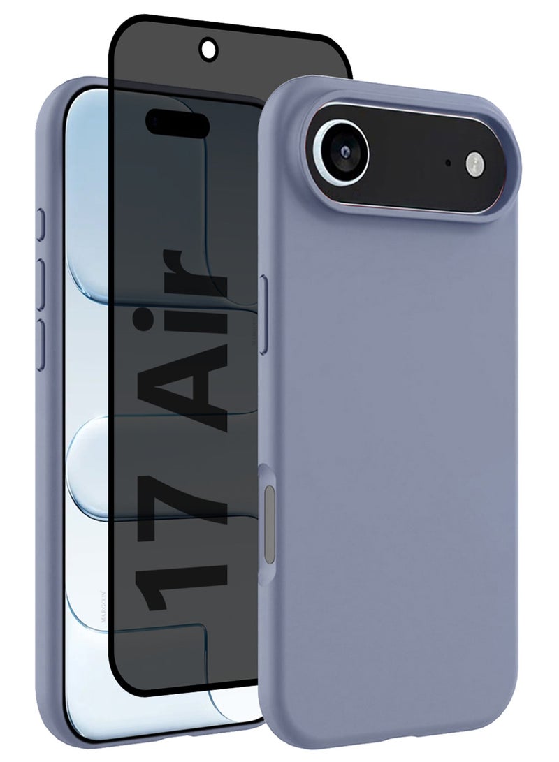 CATANES 2 Packs Silicone Protective Phone Case for iPhone 17 Air , Soft Anti-Scratch Microfiber Lining Ultra Slim Drop Protection Phone Cover with Privacy Screen Protector - Pastel Purple - Image 1