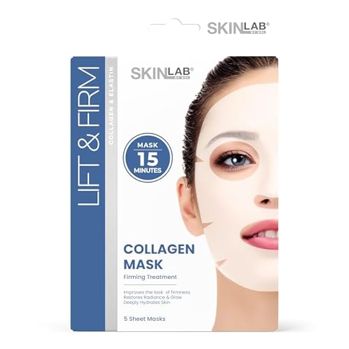 SKIN LAB BY BSL SKIN LAB Collagen Sheet Mask for Women – Hydrating Skincare – Firming, Moisturizing, Anti-Aging Facial Treatment Set – Overnight Collagen Masks, 5 Count - Image 1