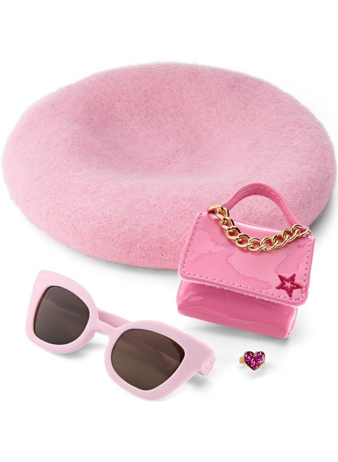 American Girl American Girl Truly Me 18-inch Doll Pink Chic Accessories with Purse, Beret, Sunglasses, and Heart Ring, for Ages 6+  - Image 1
