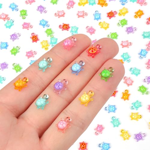 Yonseng 200pcs Mini Resin Turtles Luminous Tiny Turtle for Crafts Dollhouse Miniatures Mini Resin Things Animals for Fairy Garden Micro Landscaping Decoration Home Decor 10 Colors031 047inchMedium - Image 1