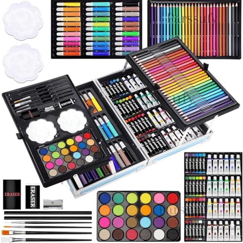 Parssufy® 145-Piece Art Set for Kids with Unicorn Storage Case | Drawing & Painting Kit with Oil Pastels, Watercolors, Sketch Pens, Color Pencils | Art & Craft Supplies (145-unicorn (Pink)) - Image 2
