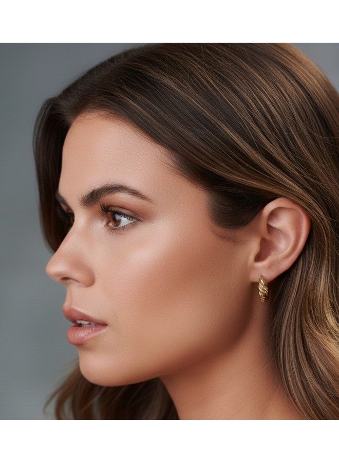 شيروتي 1881 أقراط نسائية صغيرة مطلية بالذهب بتصميم كابل ملتوي من جوليا - Image 4