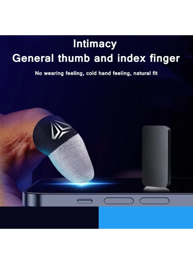 RTYY 4 قطع من قفازات أطراف الأصابع للألعاب المحمولة مقترنة بصندوق تخزين معدني 100% ألياف فضية مرئية مقاومة للعرق ومضادة للانزلاق وشاشة تعمل باللمس وغطاء أطراف الأصابع قابل للتهوية للاعبي الألعاب - Image 2