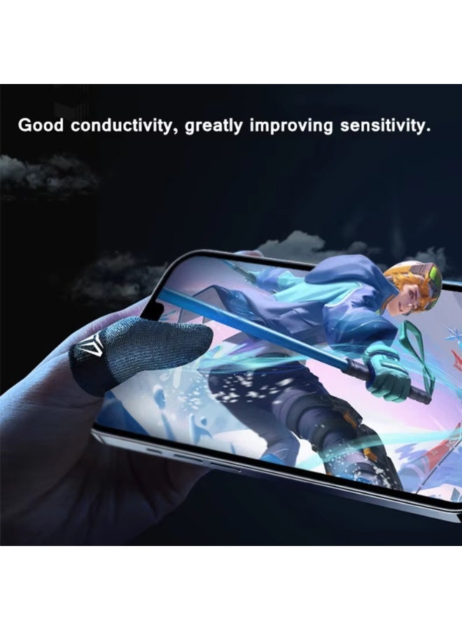 RTYY 4 قطع من قفازات أطراف الأصابع للألعاب المحمولة مقترنة بصندوق تخزين معدني 100% ألياف فضية مرئية مقاومة للعرق ومضادة للانزلاق وشاشة تعمل باللمس وغطاء أطراف الأصابع قابل للتهوية للاعبي الألعاب - Image 5