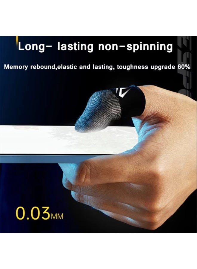 RTYY 4 قطع من قفازات أطراف الأصابع للألعاب المحمولة مقترنة بصندوق تخزين معدني 100% ألياف فضية مرئية مقاومة للعرق ومضادة للانزلاق وشاشة تعمل باللمس وغطاء أطراف الأصابع قابل للتهوية للاعبي الألعاب - Image 4