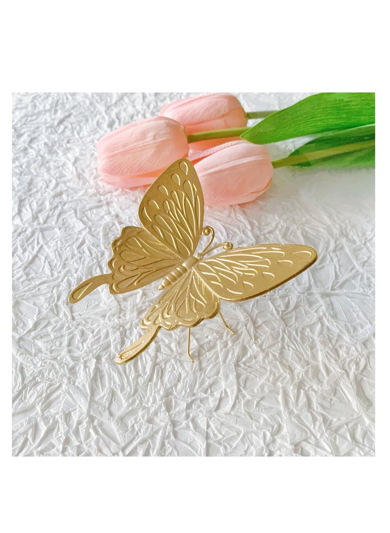 Captaintech Gold Butterfly Figurine Home Decor, Solid Metal Butterfly Centerpiece Decoration, Mini Insect Ornament Animal Desk Figurines for Home Office Desktop - Image 1