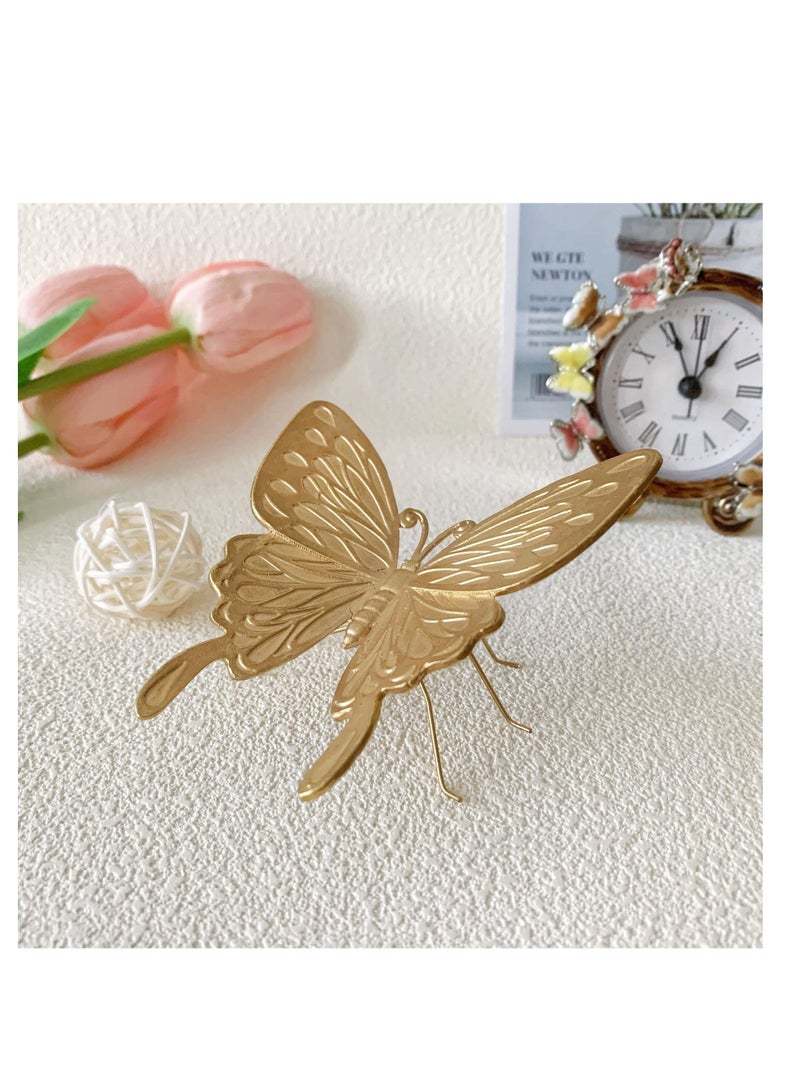 Captaintech Gold Butterfly Figurine Home Decor, Solid Metal Butterfly Centerpiece Decoration, Mini Insect Ornament Animal Desk Figurines for Home Office Desktop - Image 3