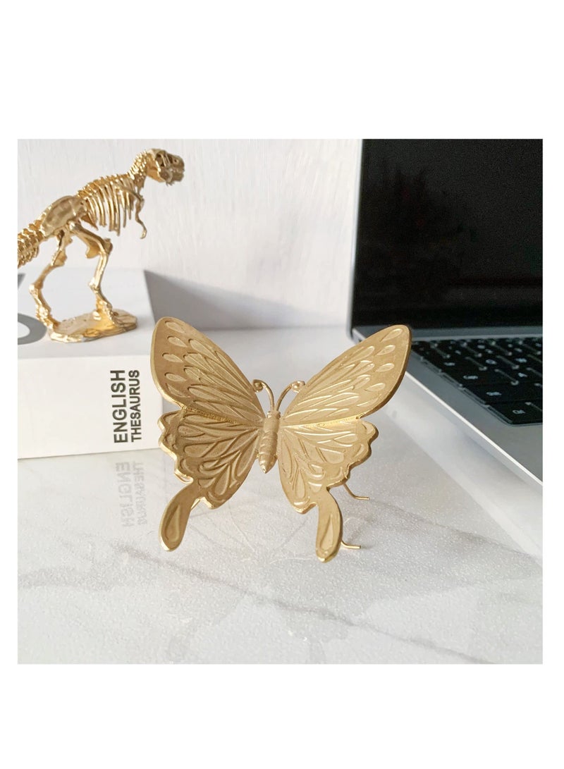 Captaintech Gold Butterfly Figurine Home Decor, Solid Metal Butterfly Centerpiece Decoration, Mini Insect Ornament Animal Desk Figurines for Home Office Desktop - Image 4