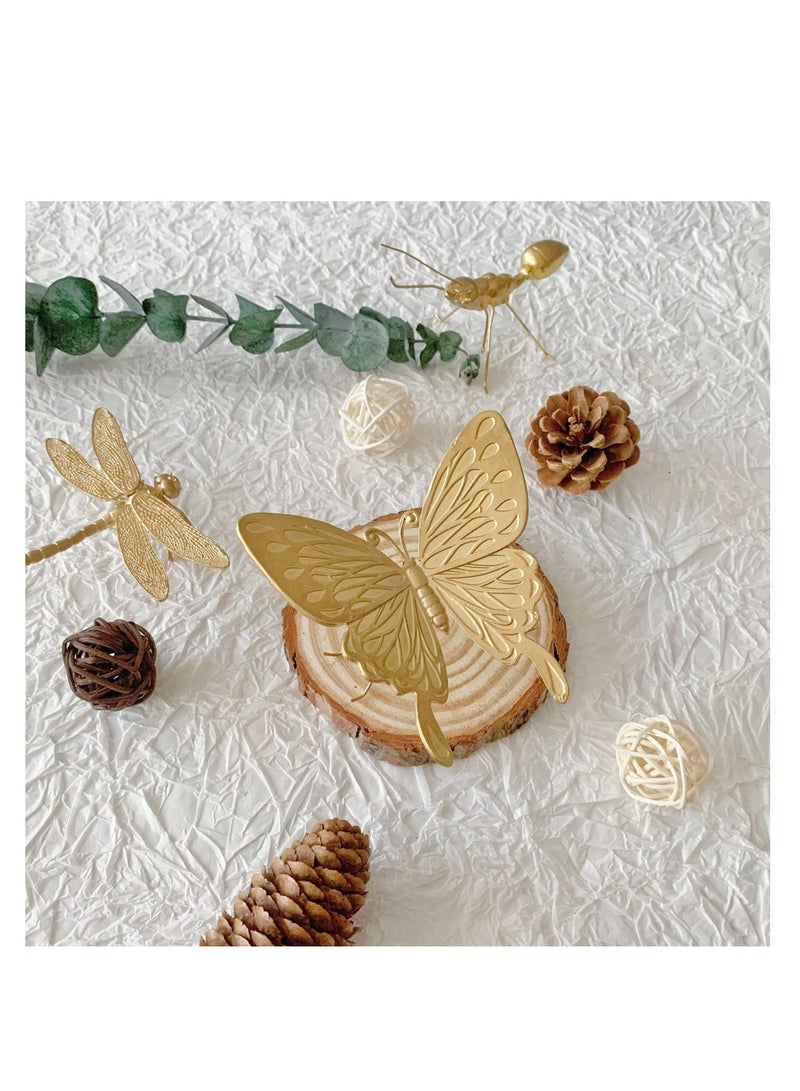 Captaintech Gold Butterfly Figurine Home Decor, Solid Metal Butterfly Centerpiece Decoration, Mini Insect Ornament Animal Desk Figurines for Home Office Desktop - Image 5
