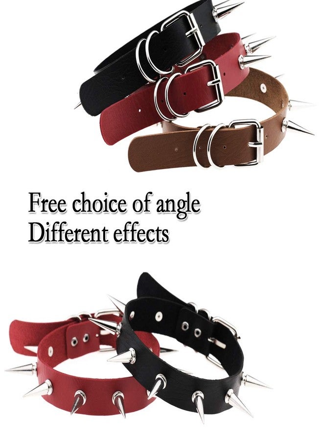 HRLORKC PU Leather Choker Goth Punk O-Ring Spike Rivets and Love Heart Choker Collar Necklace Adjustable (K4) - Image 3